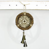 Small Wreath Hecate's Wheel Symbol Wood-burned Cone-Shaped Bells Handmade Protection Guidance Goddess | Woot & Hammy